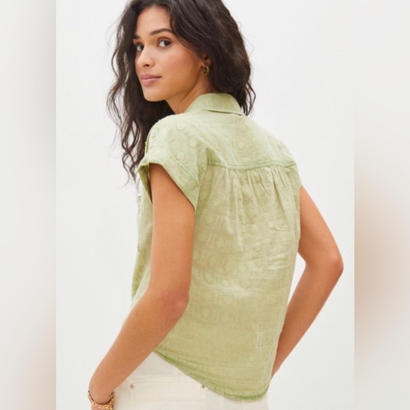 Anthropologie ~Pilcro The Cammie Surf Blouse Embroidered Hem - Picture 4 of 9